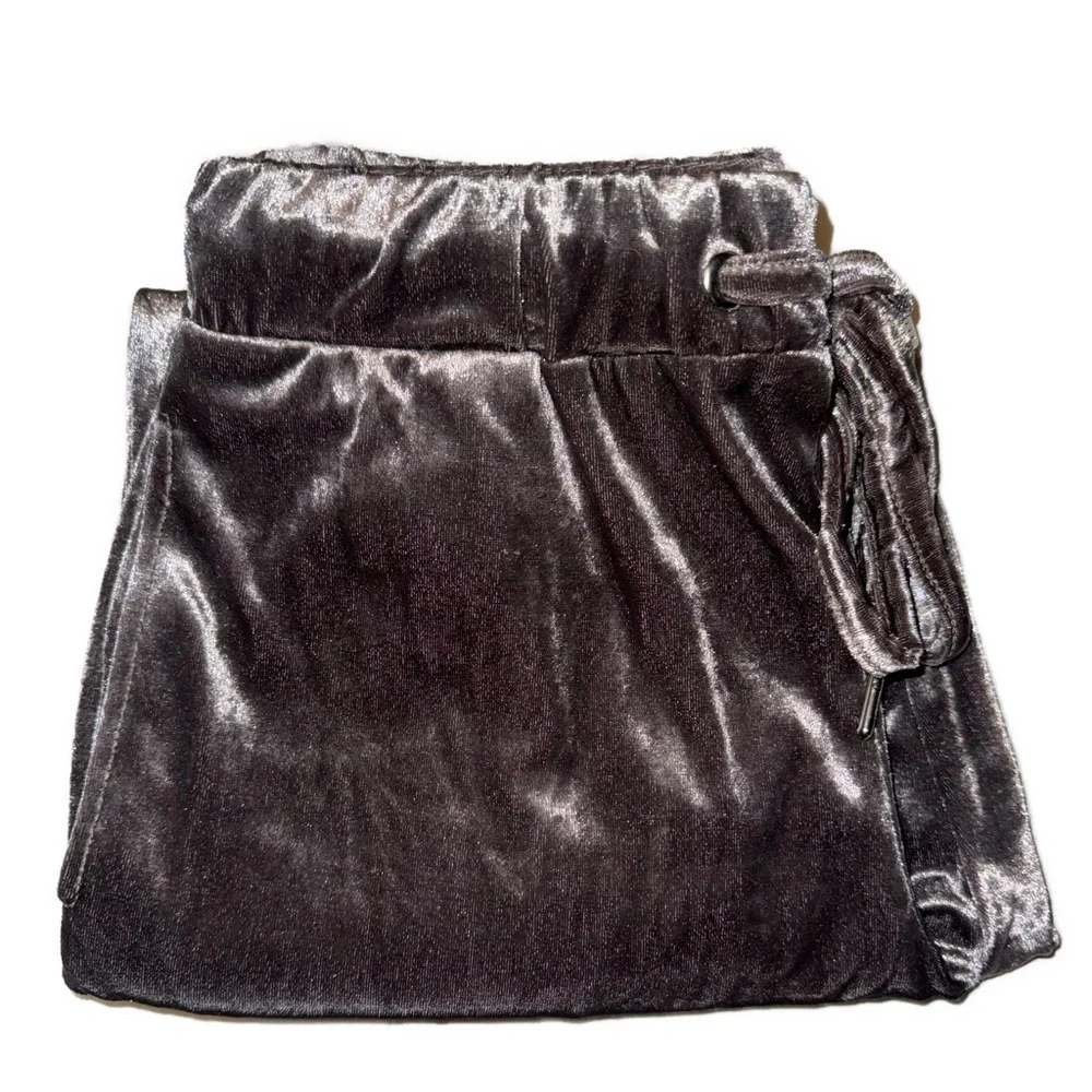 Zara Trafaluc Silver Velvet Jogger Pants Size Small‎